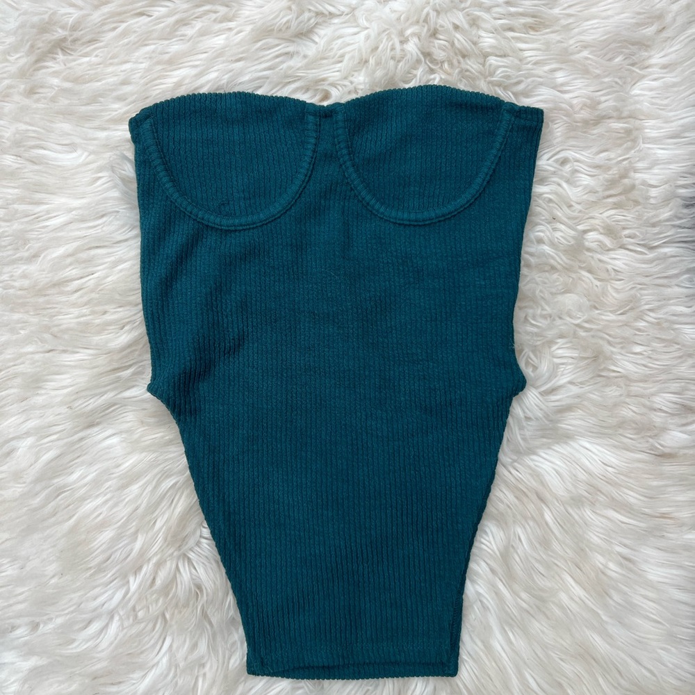 Fashion Nova Deep Teal Knit Crop Top